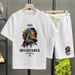 Men's Clothing waffle polo shirt short sleeved T shirt set summer loose clothes tops and pants suits for men_ipsvogv.com
