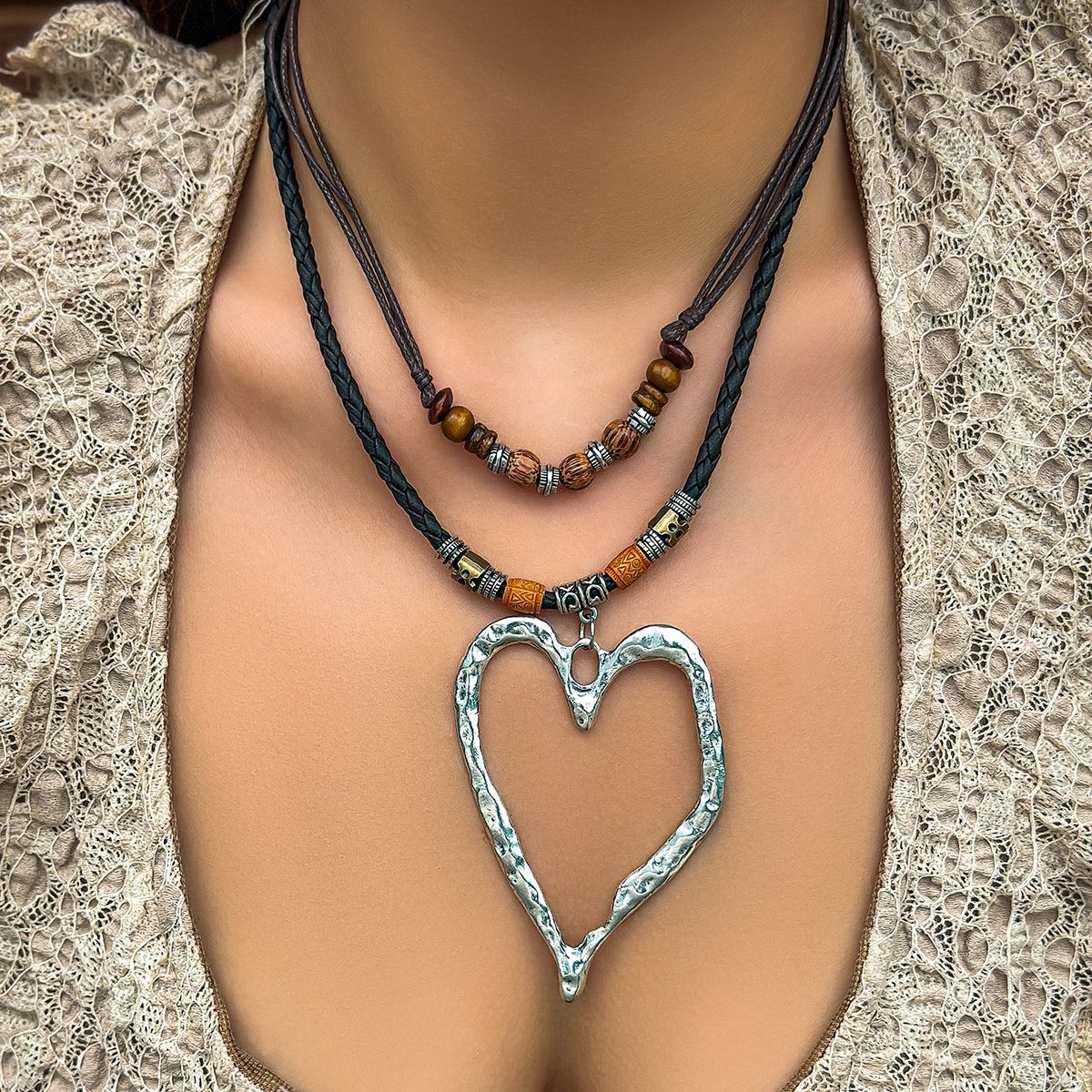Jewelry beaded necklace new Chinese necklace women's versatile butterfly wooden beads retro turquoise necklace_ipsvogv.com