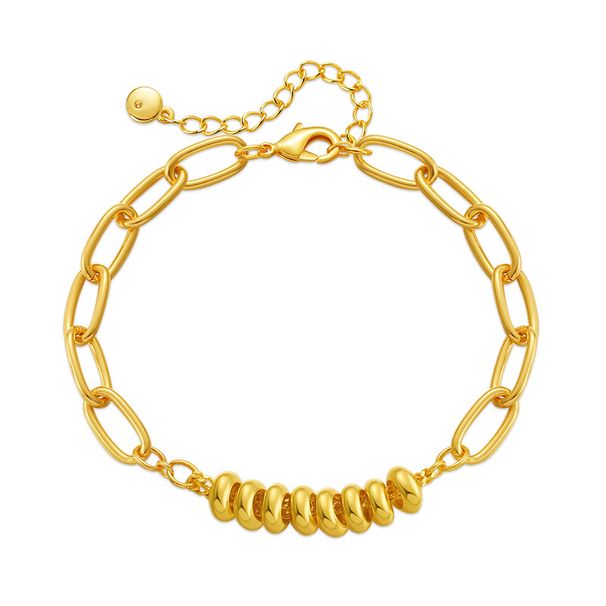 Color preserving Metal Abacus Bead Bracelet Handmade K Gold Plated O shaped Chain Light Luxury Style Bracelet_ipsvogv.com