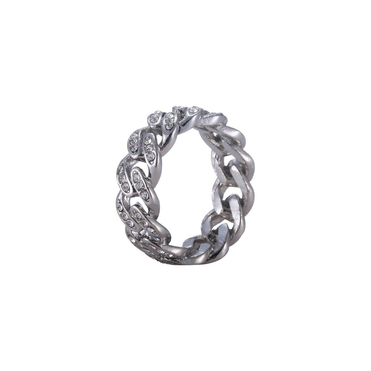 Full Diamond Fashion Light Luxury Cuban Instagram Style Men And Women Hip Hop Punk Couple Titanium Steel Ring Does Not_ipsvogv.com