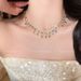 【 28000 People Collection 】 Blue Love~Shell Zircon Necklace, Female Choker Double Layered Stacked Accessories, Light_ipsvogv.com