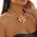 N12161ZA Heavy Industry Exaggerated Three Dimensional Metal Style Clavicle Chain Sweet Cool Rose Blossom Pendant_ipsvogv.com