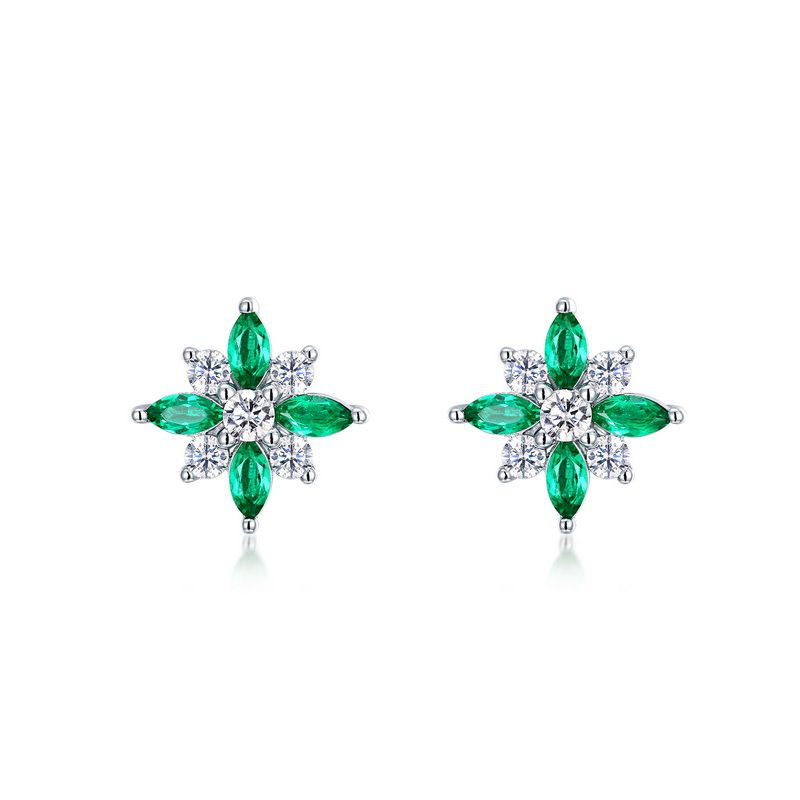 S925 Silver Cultivated Emerald Earrings For Women Four Leaf Clover Fresh And Fashionable Earrings Holiday Gift_ipsvogv.com