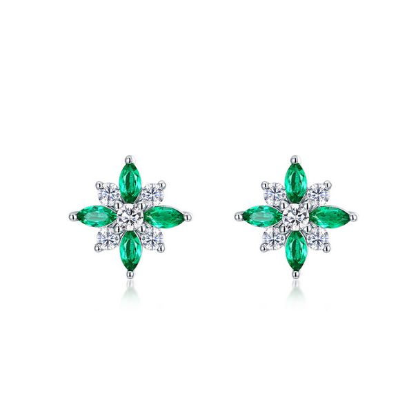 S925 Silver Cultivated Emerald Earrings For Women Four Leaf Clover Fresh And Fashionable Earrings Holiday Gift_ipsvogv.com