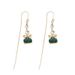 Women's earrings design green zircon earrings, feminine, simple retro bow earrings, versatile face-slimming earrings_ipsvogv.com