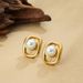Women’s Jewelry Set Fashion Geometric Square Light Luxury High End Earrings Simple Atmosphere Versatile Stainless Steel Inlaid Pearl Earrings_ipsvogv.com