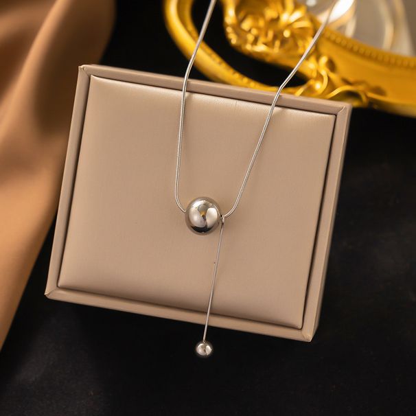 New Titanium Minimalist Transport Steel Beads, Tassel Necklaces, Small Gold Balls, Collarbone Chains, Women's Jewelry_ipsvogv.com