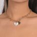 N10670 temperament, personality, sweet and cool style neck round piece, love OT buckle chain, micro inlay, niche_ipsvogv.com