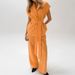 Women's Clothing Versatile vitality orange cotton and linen commuting street style sleeveless lace-up vest wide-leg pants suit_ipsvogv.com