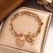 Simple Peach Heart Titanium Steel Gold Bracelet Letter Ring T-shaped Buckle Bracelet Stainless Steel Heart shaped_ipsvogv.com