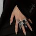 Liquid Butterfly Black Rose Ring Female Light Luxury Personality Unique Opening Adjustable Index Finger Ring Sweet Cool Ring_ipsvogv.com