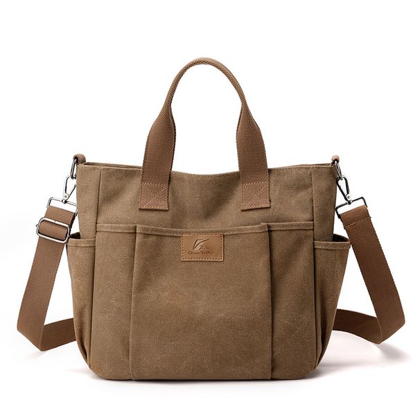 New Shoulder Bag Women's Bag Trendy And Versatile Simple And Fashionable Korean Version Large Capacity Hand-held Crossbody Canvas Bag_ipsvogv.com