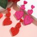 Super exquisite multi layer handmade rice bead heart earrings sweet romantic creative niche earrings Valentine's Day_ipsvogv.com