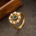 French Medieval Diamond Inlaid Zircon Pearl Open With Female Niche Temperament, Court Style Adjustable Ring_ipsvogv.com