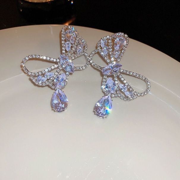 hollow Bow, Zircon Water Droplet Necklace, Earring Set, Korean Fashion, Light Luxury, Bride, High-end Feeling, !_ipsvogv.com