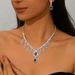 Women’s Jewelry Set Fashion Bridal Suits With Full Diamond Teardrop Shaped Diamond Necklace And Earrings Simple SuitsBridal Dress Accessories_ipsvogv.com