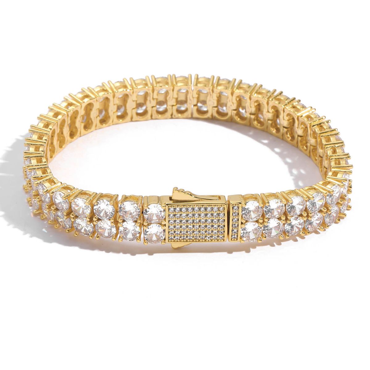 Men's Jewelry Hip Hop Necklace Men's 5mm Double Row Full Diamond Zircon Necklace Hip Hop Spring Buckle Clavicle Chain Men's Tennis Chain_ipsvogv.com