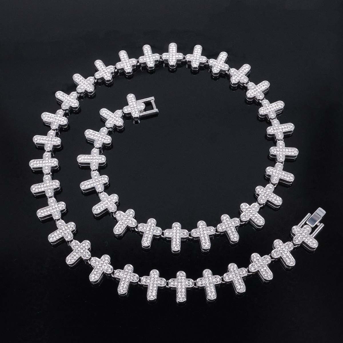 Unisex Hot Selling Small Cross Diamond Cuban Chain Men's Necklace Cool Trendy Hip Hop Clavicle Chain Necklace Accessories_ipsvogv.com