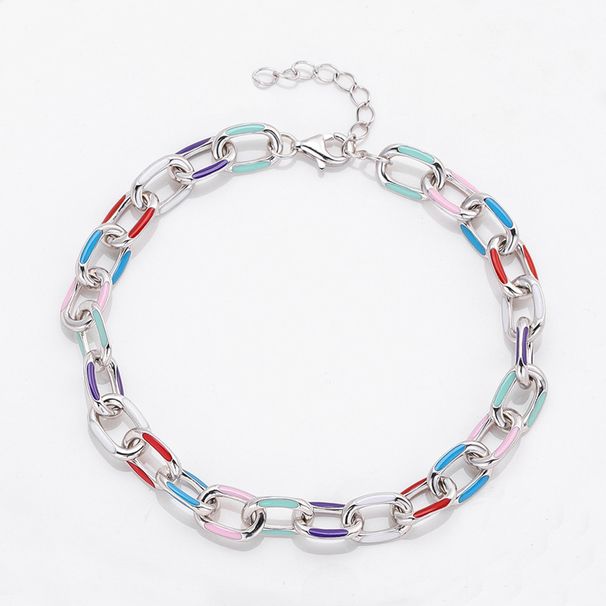 Titanium Steel Colorful Oil Drip Cuban For Women, Unique Design, Light Luxury, High-end Feel, Couple Bracelet Jewelry_ipsvogv.com