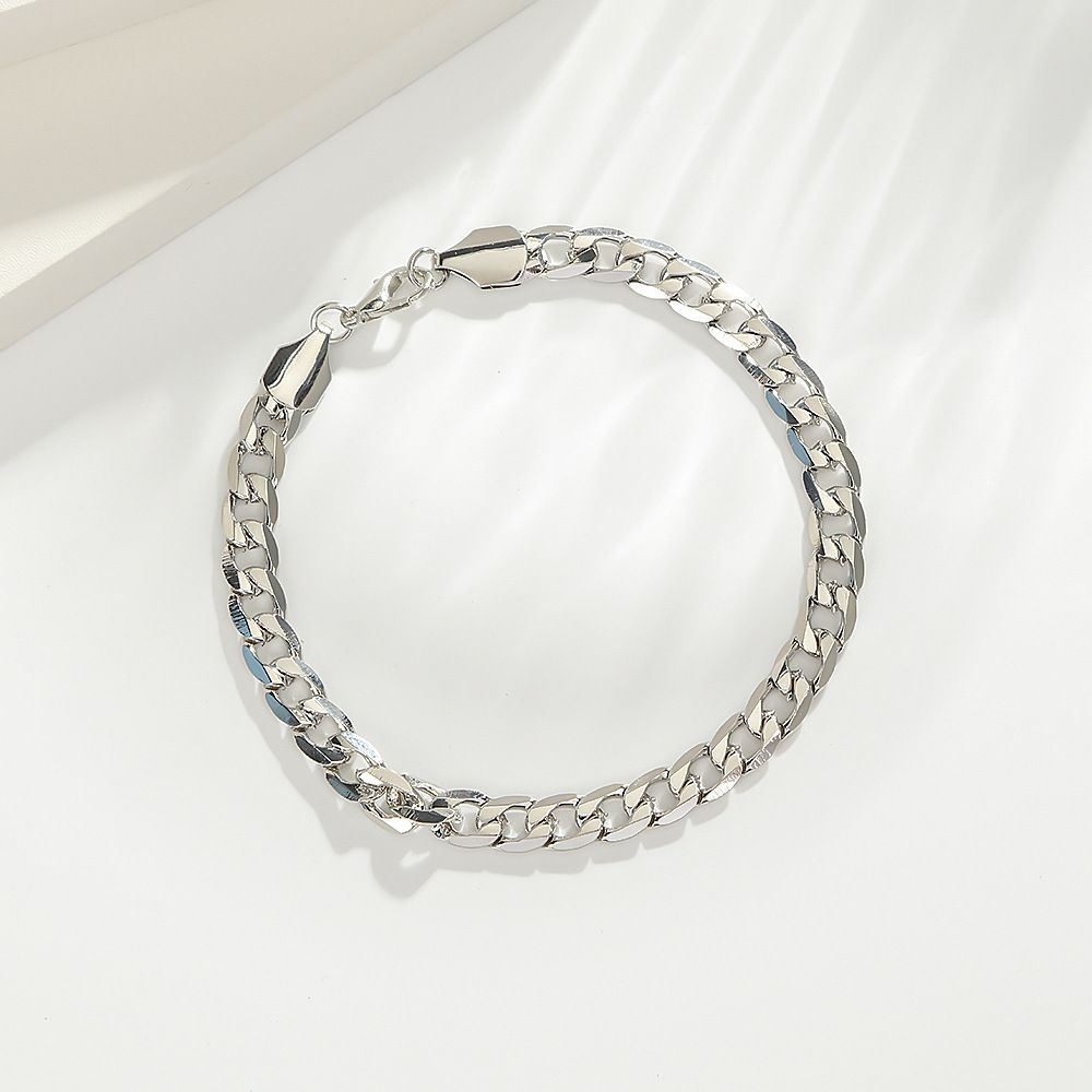 for Men Hip-Hop Alloy Plain Circle Jewelry Simple Fashion Punk Cuban Trendy Brand Bracelet Couple Style_ipsvogv.com