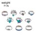 New Octopus, Dolphin, Starfish, Scallops, Marine Life Drops, Turquoise 10 Piece Set Ring_ipsvogv.com