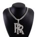 Cross-Border Hip Hop Pendant Large Double R Letter Exaggerated Alloy Pendant Gold Cuban Necklace Men's_ipsvogv.com