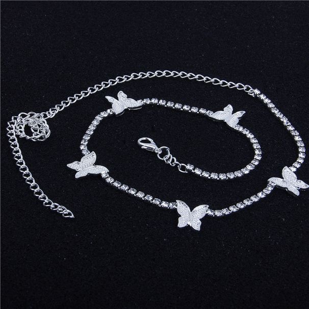 Overseas Shiny Rhinestone Butterfly Necklace Beautiful Fairy Style All-match Necklace Distinctive Insect Necklace choker_ipsvogv.com