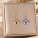 Demon Evil Eye Necklace Women's Copper Plated Real Gold Zircon Pendant Fashion Titanium Steel Lock Chain Jewelry_ipsvogv.com