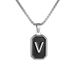 hot selling stainless steel 26 English men and women fashion black square capital English titanium steel necklace_ipsvogv.com