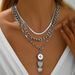 Commuter Style Diamond Studded Ladies Multi Layer Necklace Personalized Love Flower Design Long Clavicle Chain Necklace_ipsvogv.com