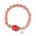 Natural Strawberry Crystal Fox Bracelet, New Chinese Peach Blossom Minimalist Antique Style Women's Bracelet_ipsvogv.com