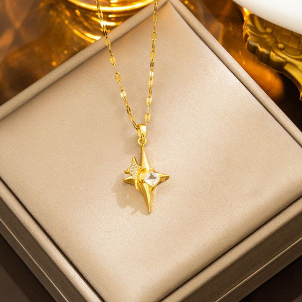 Four Stars Fashion Men's INS Cool Style Hip Hop Pendant Fashion Personality Cross Star Necklace Pendant Minimalist Style_ipsvogv.com