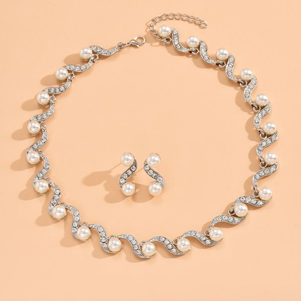 Women’s Jewelry Set Fashion Jewelry Hot Selling Women's Pearl S Shaped Jewelry New Bridal Wedding Accessories_ipsvogv.com