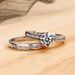 Cao Shi's Platinum Plated Six Claw Couple Engagement Combination Exquisite Zircon Set Ring_ipsvogv.com
