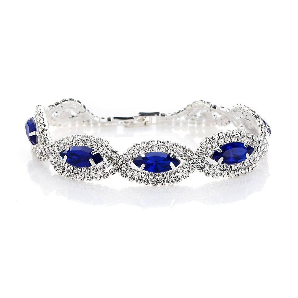 Women’s Jewelry Set Fashion Temperament Luxury Sapphire Necklace Earrings Bracelet Four Piece Set Women's Jewelry Wedding Dress_ipsvogv.com