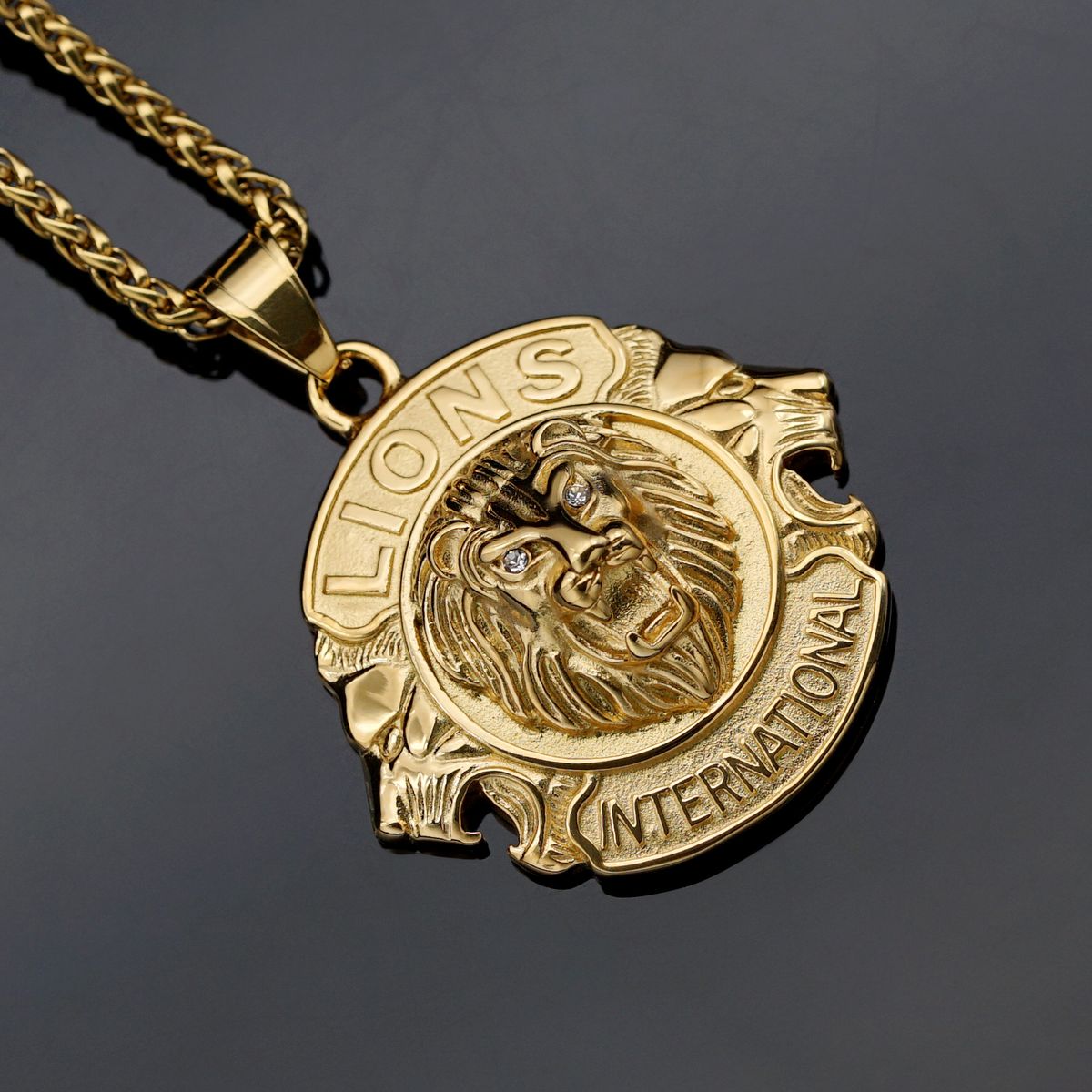 Hip hop accessories stainless steel gold plated lion club lion head pendant_ipsvogv.com