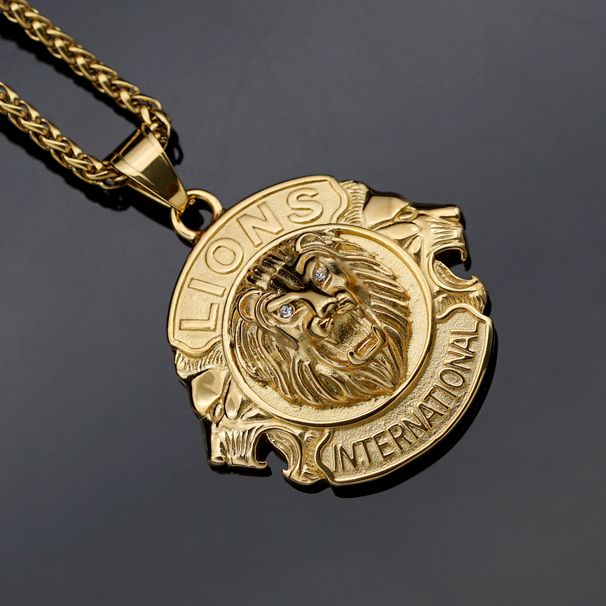Hip hop accessories stainless steel gold plated lion club lion head pendant_ipsvogv.com