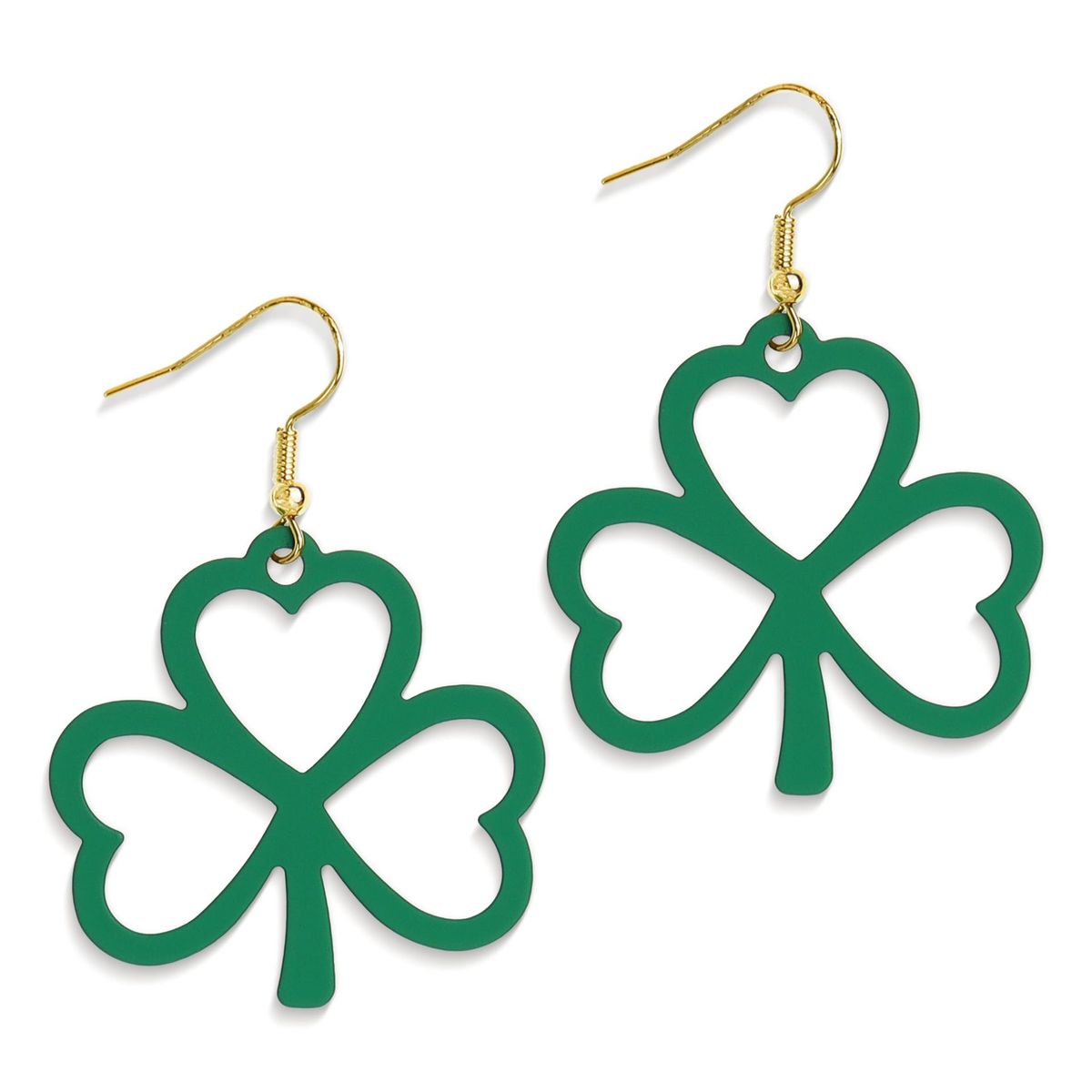St. Patrick's Day Personalized Green Acrylic Glitter Clover Drop Earrings_ipsvogv.com