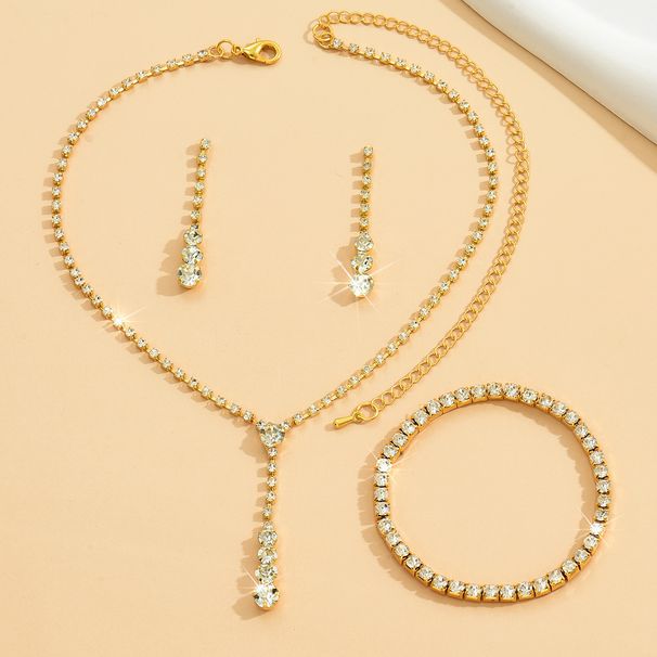 Women’s Jewelry Set Fashion Fashionable And Simple Popular Jewelry Set Necklace Earrings Bracelet Single Row Hot Selling Wedding Jewelry_ipsvogv.com