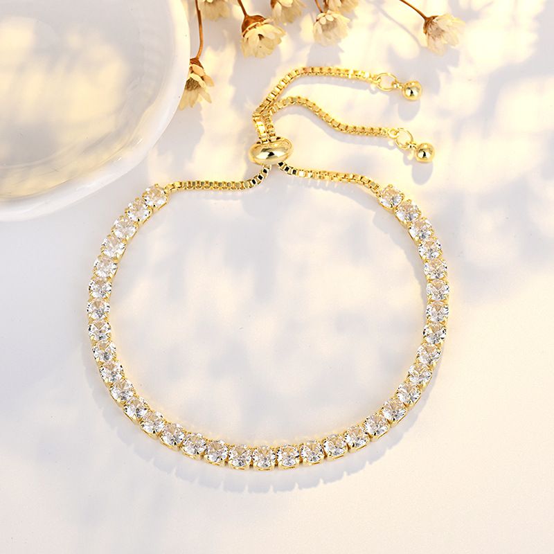 4mm Round Zircon Single Row Full Diamond Adjustable High-Quality Tennis Bracelet For Women And Men_ipsvogv.com