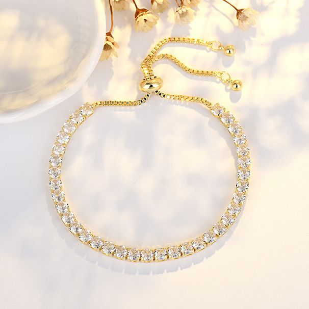 4mm Round Zircon Single Row Full Diamond Adjustable High-Quality Tennis Bracelet For Women And Men_ipsvogv.com