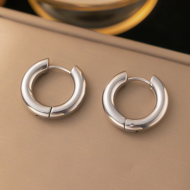 Ins Fashion Simple And Versatile Earring Accessories Stainless Steel C-shaped Splicing Double Color Solid Earrings For_ipsvogv.com