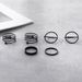 New Minimalist Gun Black Circle Cross Layered 6-piece Set Ring_ipsvogv.com