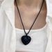 Korean Internet Celebrity Blogger Fever Same Style Black Leather Braided Edge 3D Heart Fashionable Hot Girl Necklace_ipsvogv.com