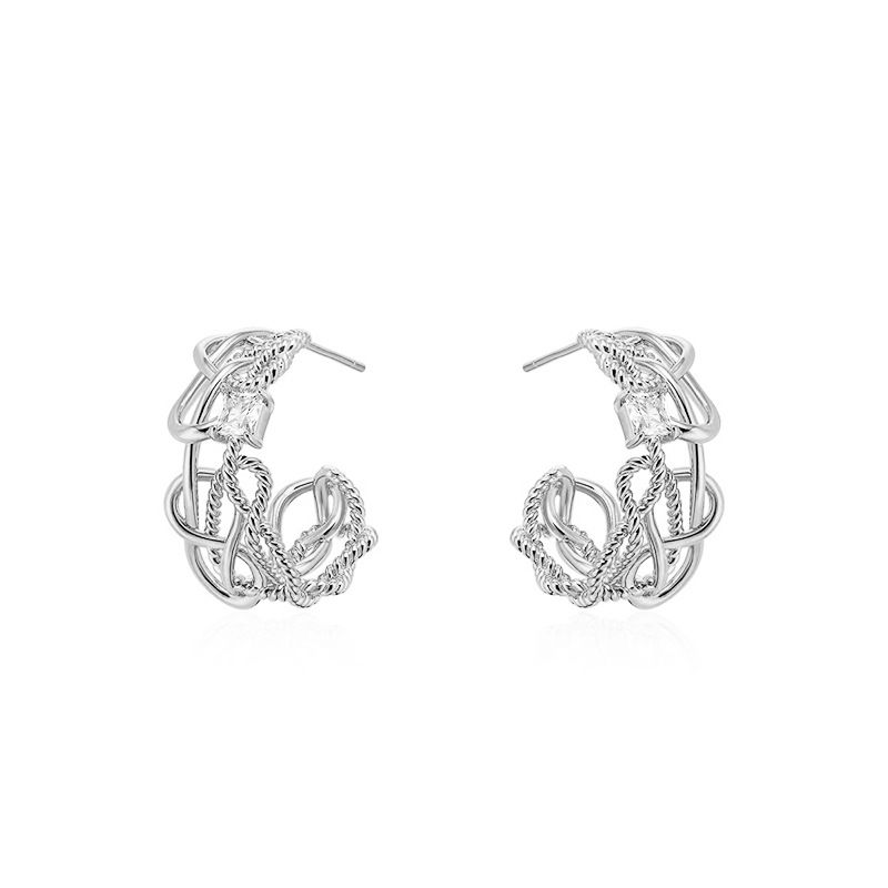 Women's Jewelry Retro Winding Zircon Hoop Earrings Light Luxury High End Design Fashion Temperament Earrings Autumn And Winter Earrings_ipsvogv.com