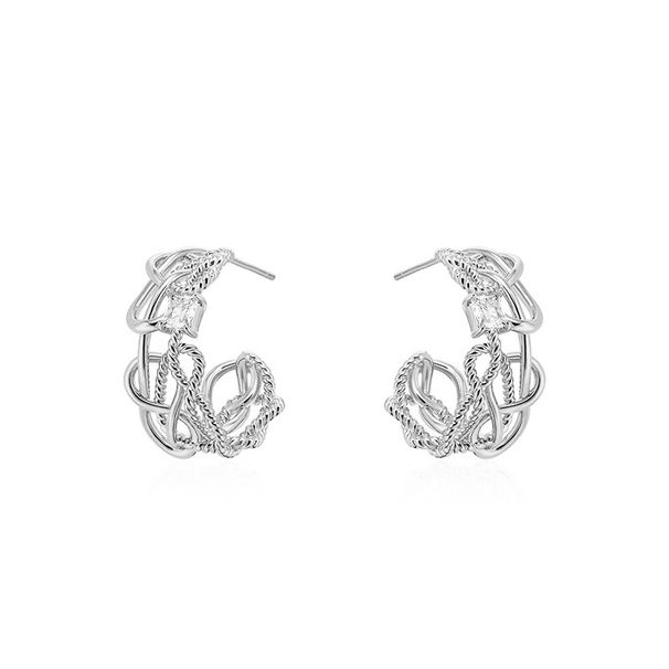 Women's Jewelry Retro Winding Zircon Hoop Earrings Light Luxury High End Design Fashion Temperament Earrings Autumn And Winter Earrings_ipsvogv.com