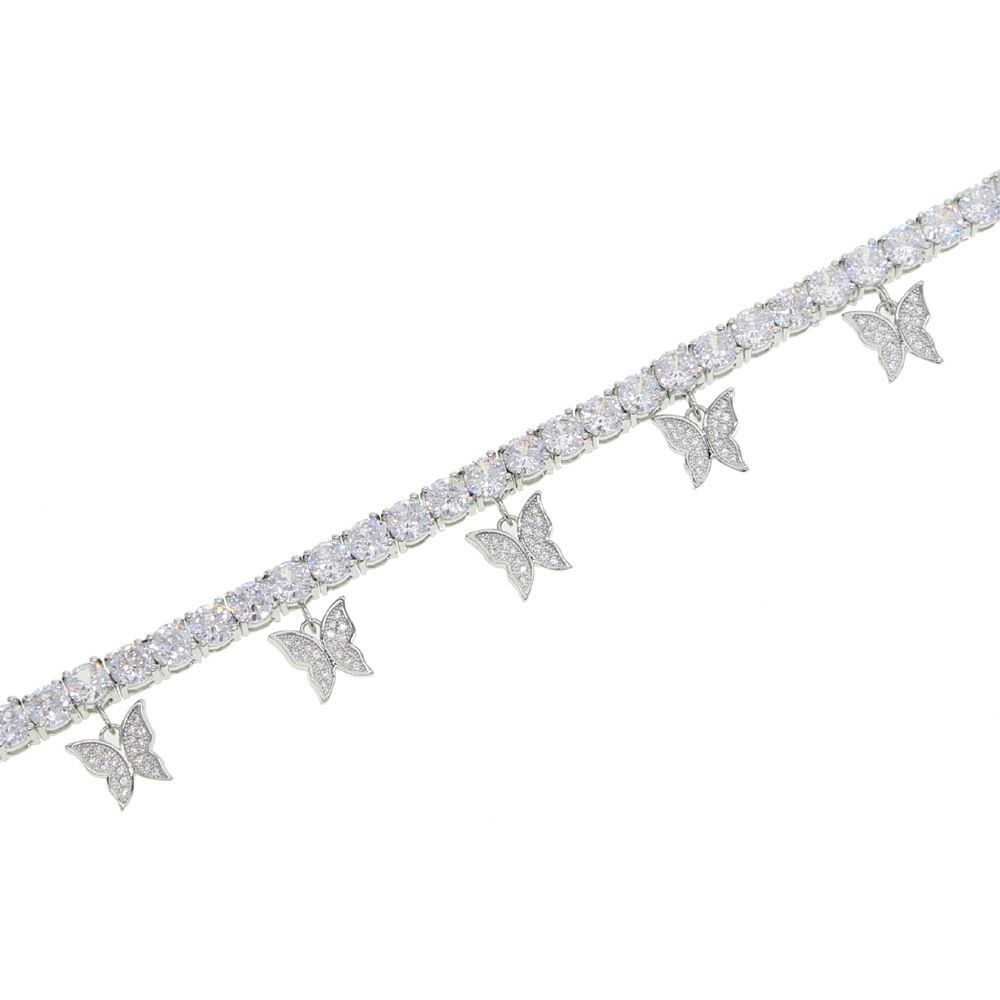 Women's Jewelry Animal Butterfly Pendant Anklet Inlaid With White Pink Zircon Ladies 5mm Tennis Chain Jewelry_ipsvogv.com