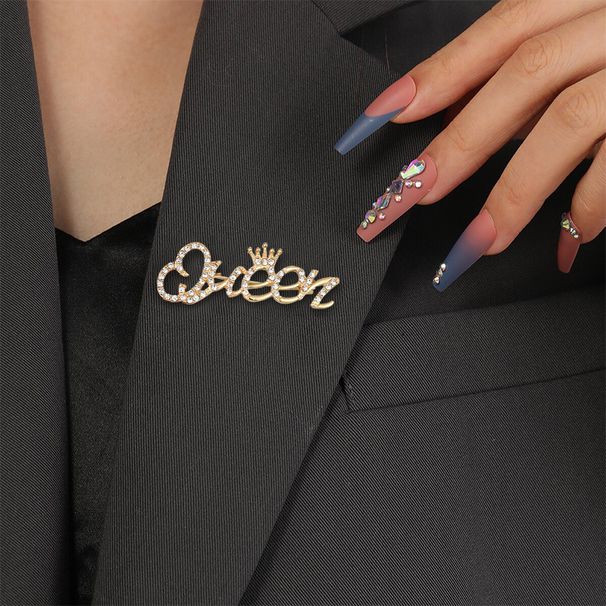 Queen Queen Letter Brooch Female Temperament Spring And Summer Anti-exposure Pin Alloy Full Diamond Simple Lightweight Pin_ipsvogv.com