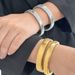 Wemen's Jewelry Popular Titanium Steel Gold Textured Bracelet Plain Ring Bracelet_ipsvogv.com