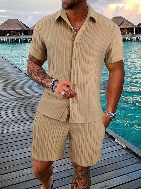 Men's Clothing Polo Casual Loose Short-sleeved Shorts Sports Suit_ipsvogv.com